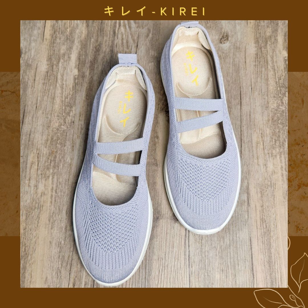 Giày Nhật búp bê Kirei walk straps knitted HD Xám