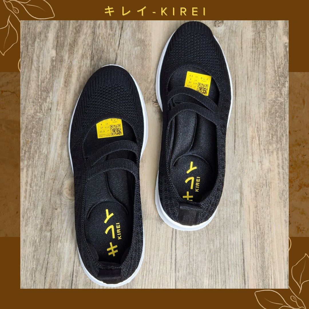Giày Nhật búp bê Kirei walk straps knitted HD Đen