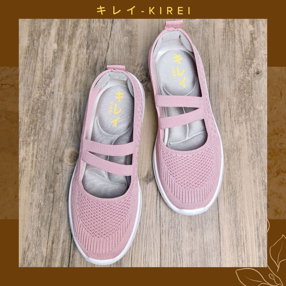 Giày Nhật búp bê Kirei walk straps knitted HD Hồng