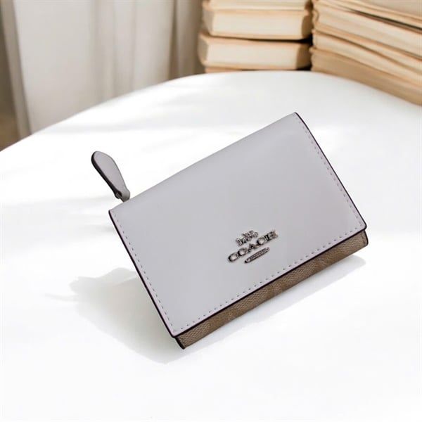 Ví Coach Micro Wallet In Signature Canvas DS White