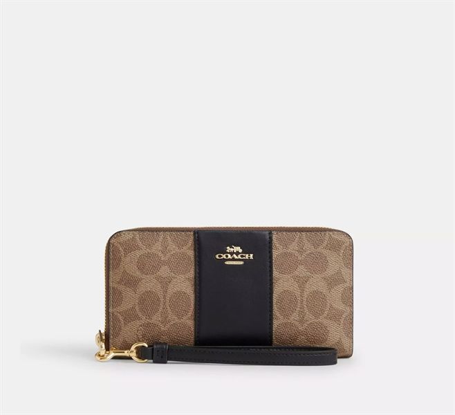 Ví Coach Long Zip Around In Signature Canvas DS Brown/Black
