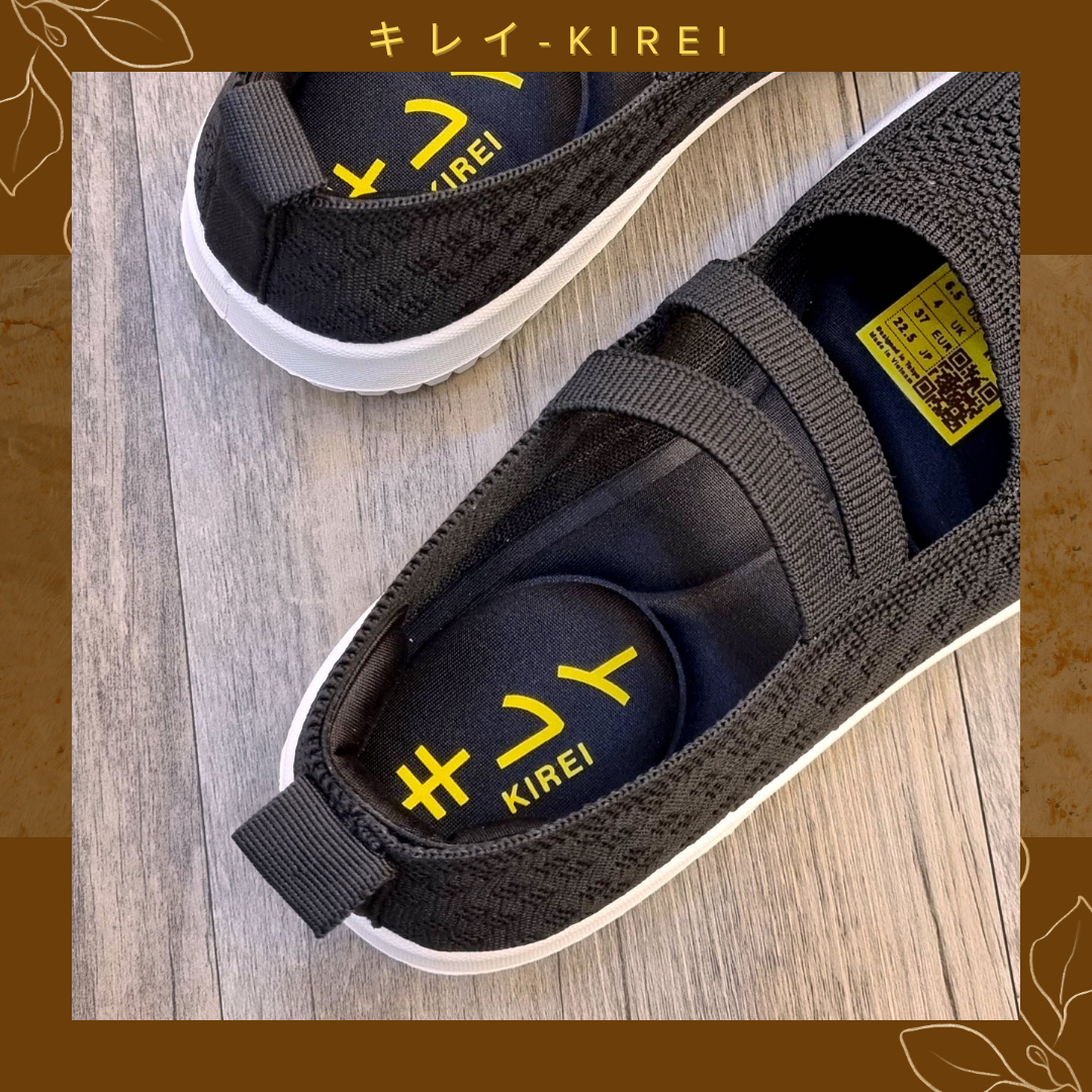 Giày Nhật búp bê Kirei walk straps knitted HD Đen