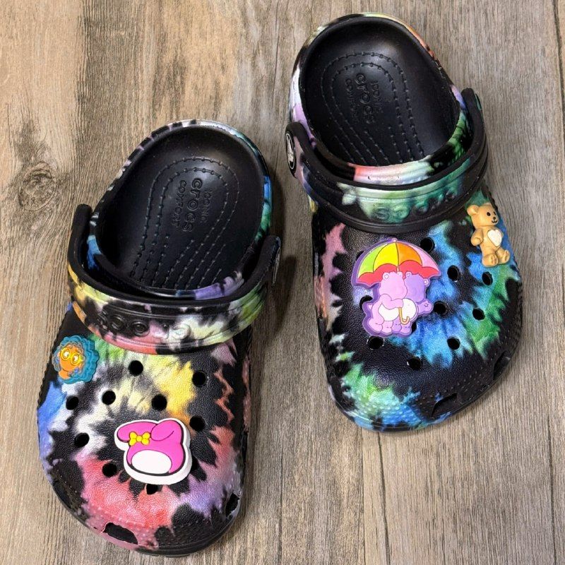 Dép Crocs Kid Classic Clog Loang HN Black