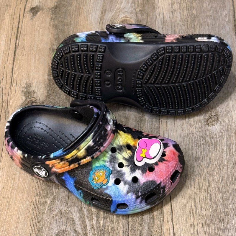 Dép Crocs Kid Classic Clog Loang HN Black