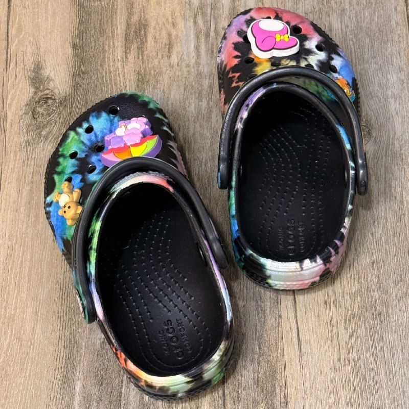 Dép Crocs Kid Classic Clog Loang HN Black