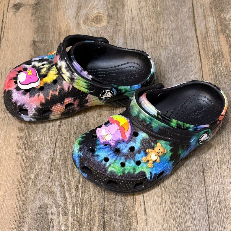 Dép Crocs Kid Classic Clog Loang HN Black