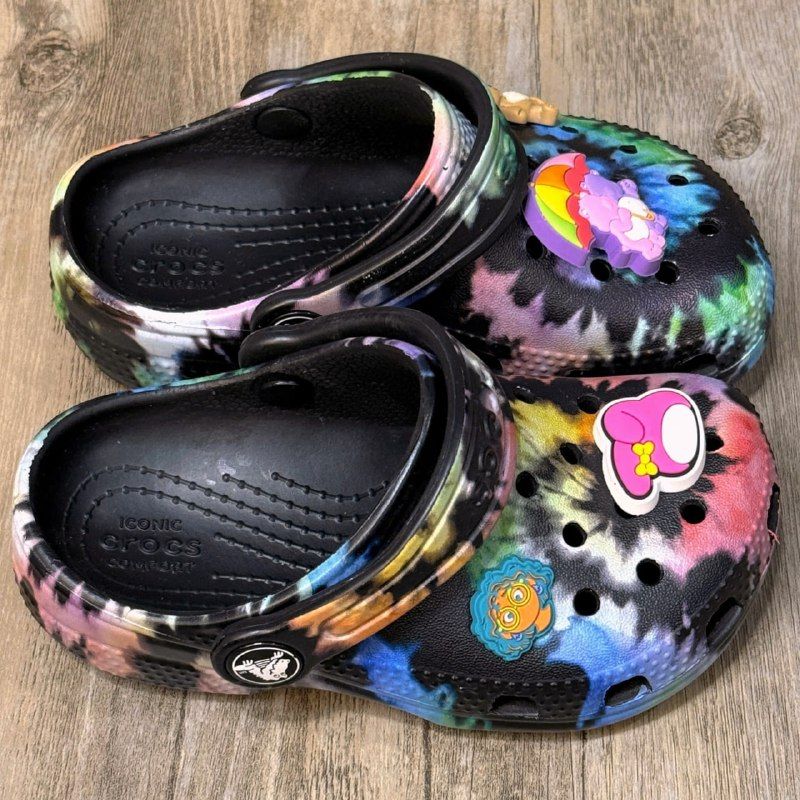 Dép Crocs Kid Classic Clog Loang HN Black