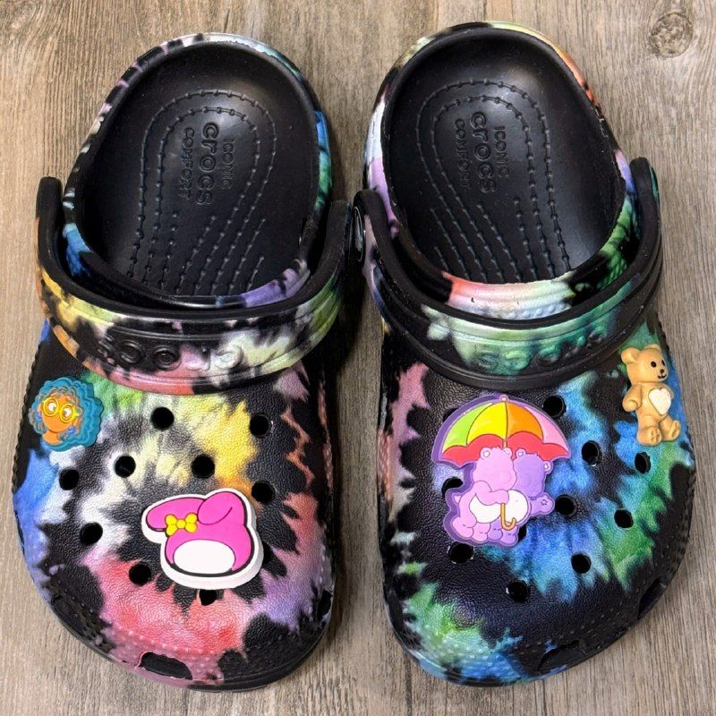 Dép Crocs Kid Classic Clog Loang HN Black