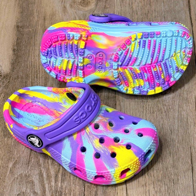 Dép Crocs Kid Classic Clog Loang HN Purple/Pink