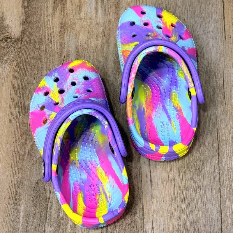 Dép Crocs Kid Classic Clog Loang HN Purple/Pink