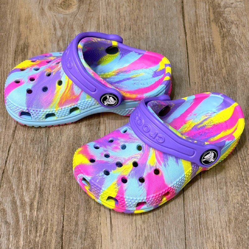 Dép Crocs Kid Classic Clog Loang HN Purple/Pink