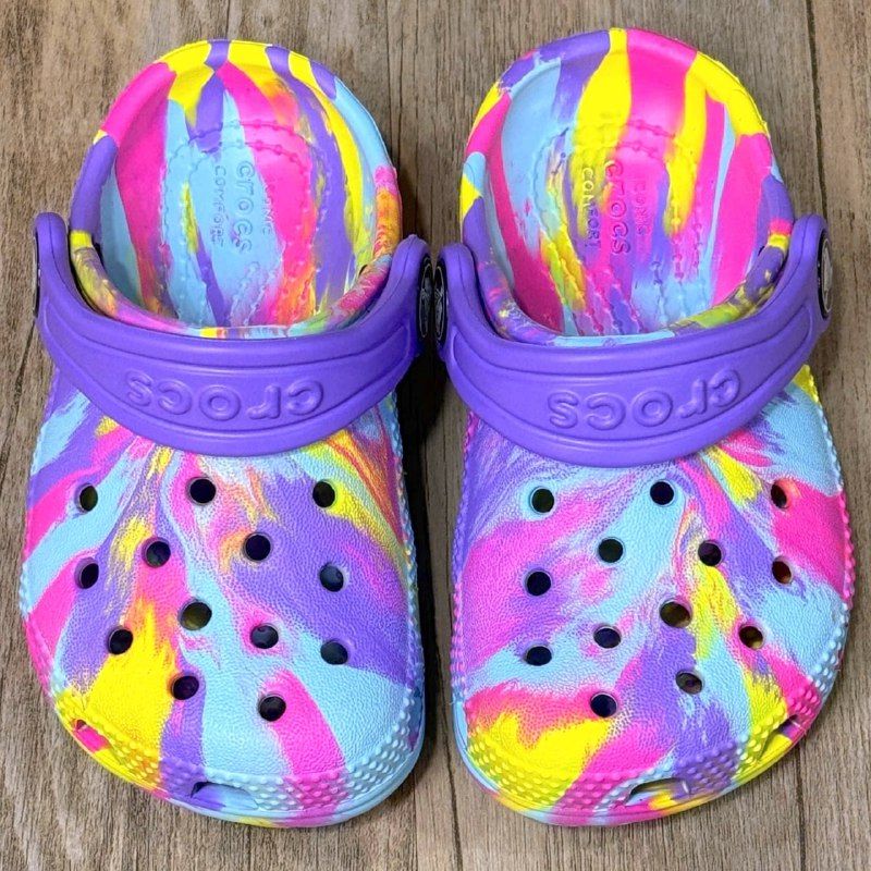 Dép Crocs Kid Classic Clog Loang HN Purple/Pink