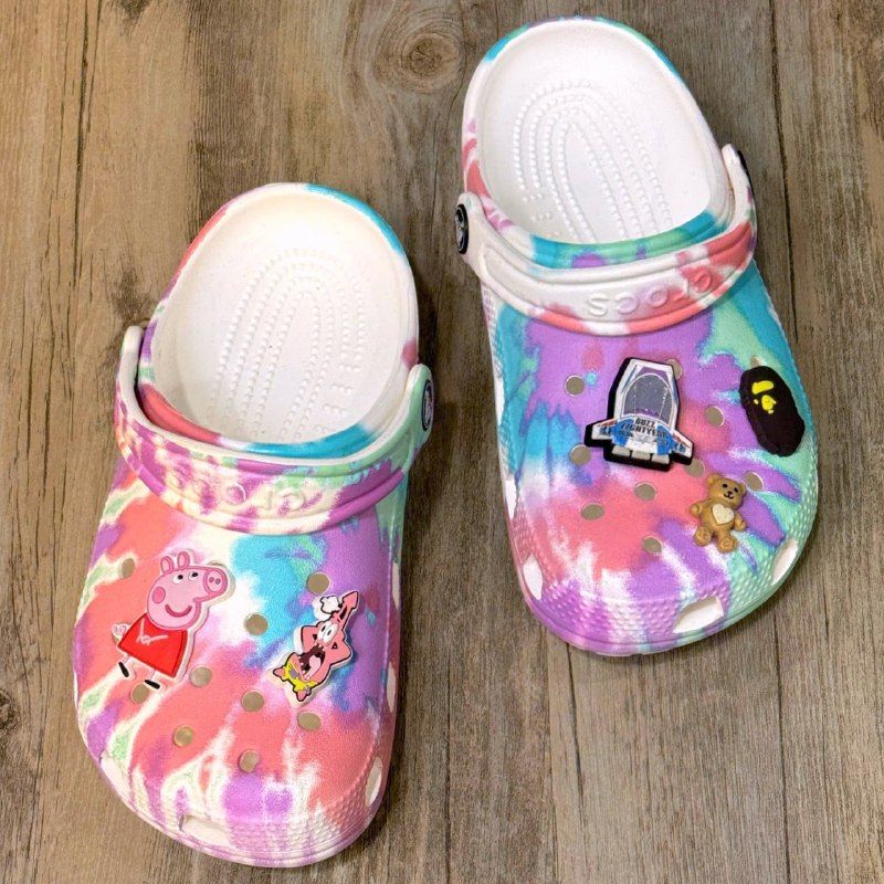 Dép Crocs Kid Classic Clog Loang HN W/Pink
