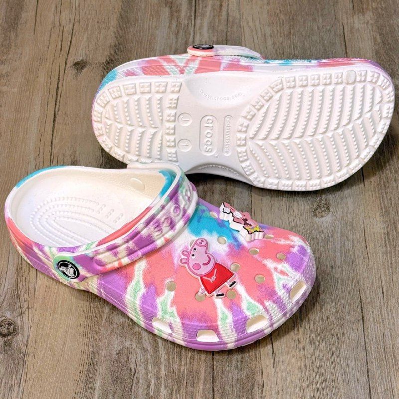 Dép Crocs Kid Classic Clog Loang HN W/Pink