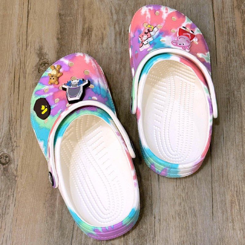 Dép Crocs Kid Classic Clog Loang HN W/Pink