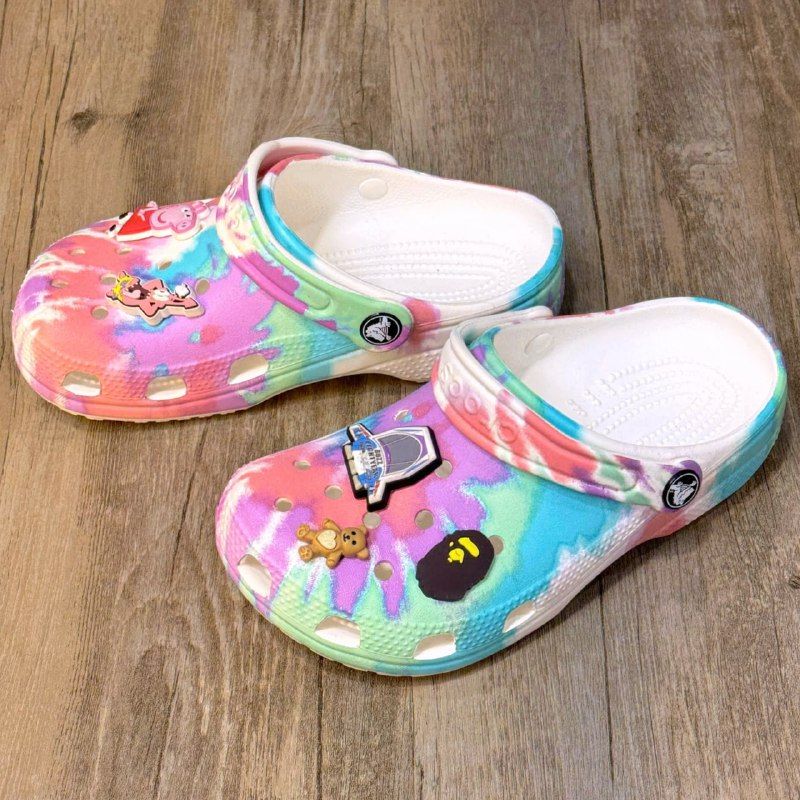 Dép Crocs Kid Classic Clog Loang HN W/Pink