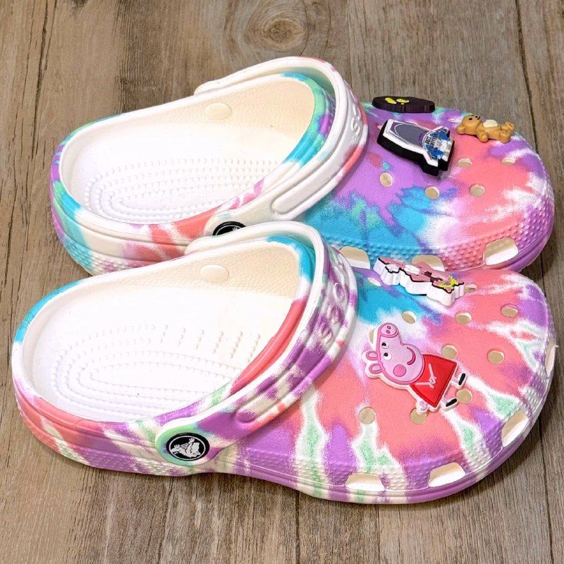 Dép Crocs Kid Classic Clog Loang HN W/Pink