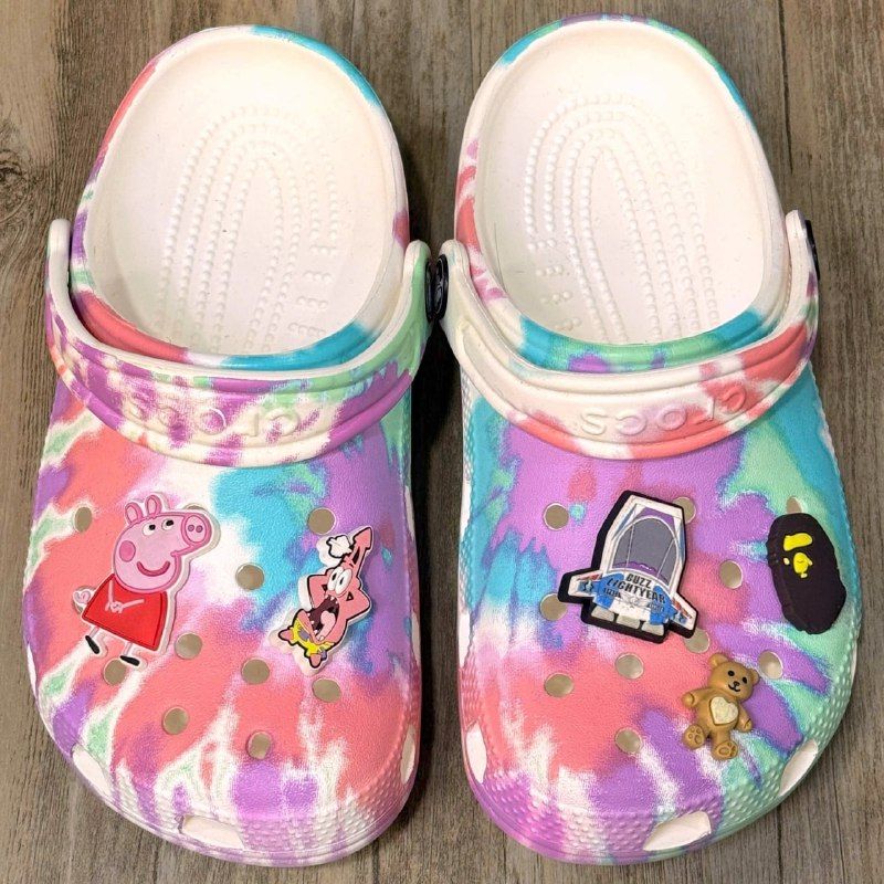 Dép Crocs Kid Classic Clog Loang HN W/Pink