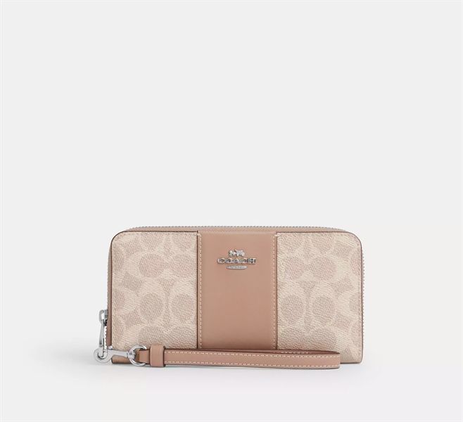 Ví Coach Long Zip Around In Signature Canvas DS Cream/Tan