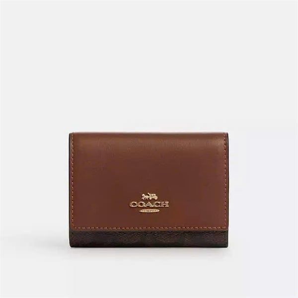 Ví Coach Micro Wallet In Signature Canvas DS Brown
