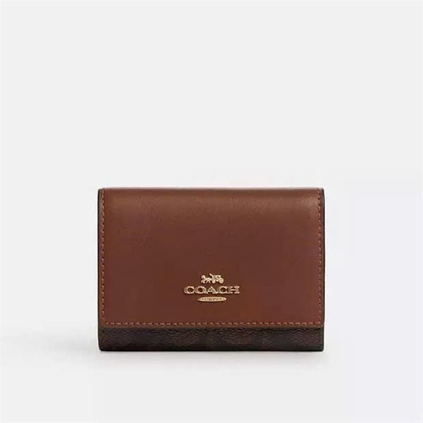 Ví Coach Micro Wallet In Signature Canvas DS Brown