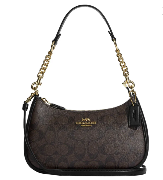Túi Coach Teri Shoulder DS Black/Brown - 24x15x7cm