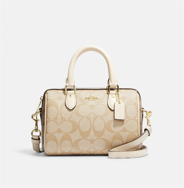 Túi Coach Mini Rowan Canvas DS Beige - 18x12x10cm
