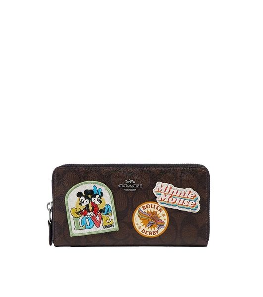 Ví Coach Accordion Minnie Mouse Wallet DS Dark Brown