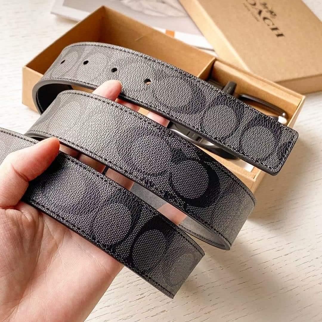 Set dây nịt Coach Reversible Canvas Belt DS Black - 110x3.5cm