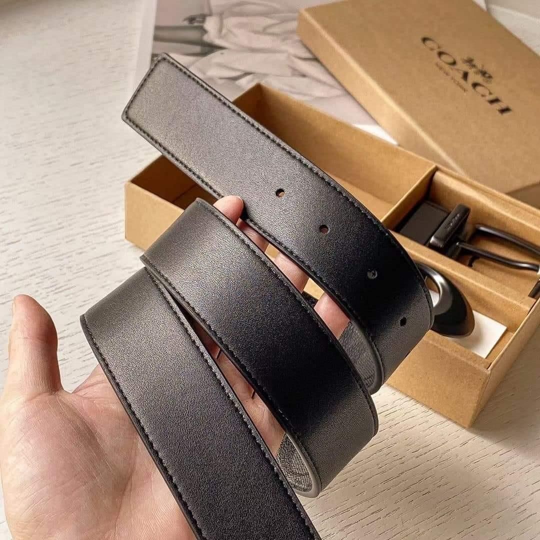 Set dây nịt Coach Reversible Canvas Belt DS Black - 110x3.5cm