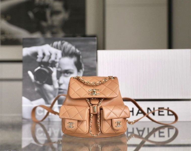 Balo Chanel 23SS Duma Caviar DS Nâu nhạt