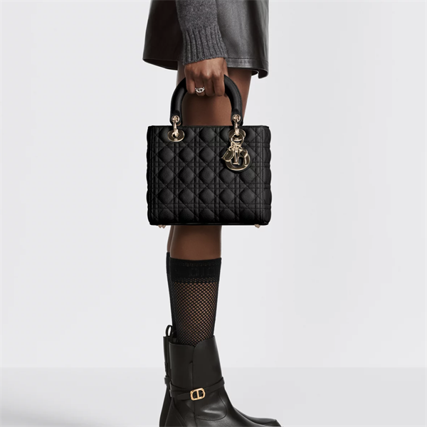 Túi Dior Lady Medium Cannage Lambskin Bag HD Black/Gold