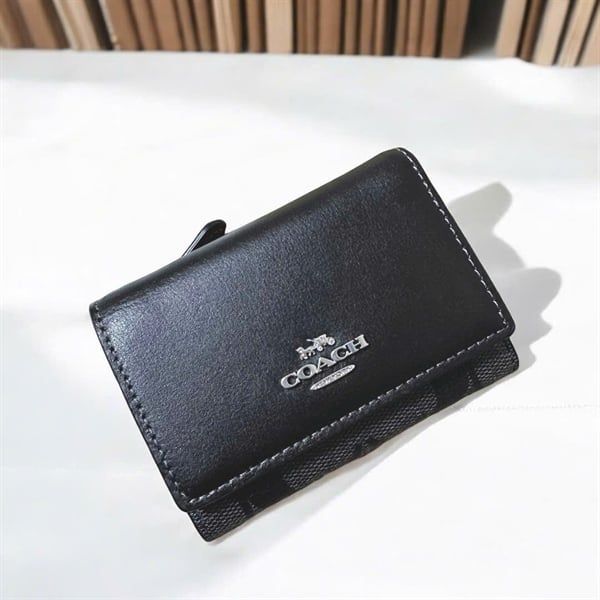 Ví Coach Micro Wallet In Signature Canvas DS Black