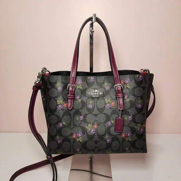 Túi Coach Mollie Tote 25 Signature Canvas W/Country Floral DS Black