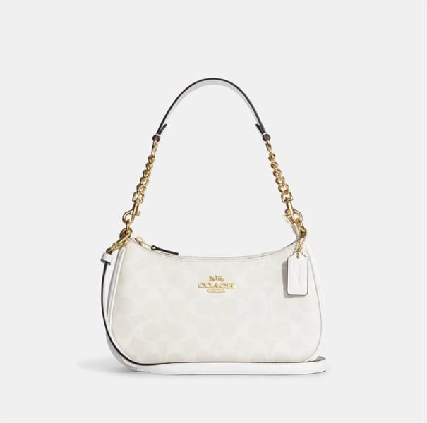Túi Coach Teri Signature Canvas Shoulder DS White