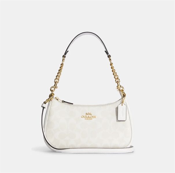 Túi Coach Teri Signature Canvas Shoulder DS White