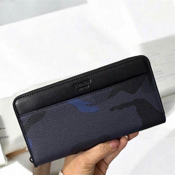Ví Coach Long Wallet Camouflage Blue DS Black/Blue
