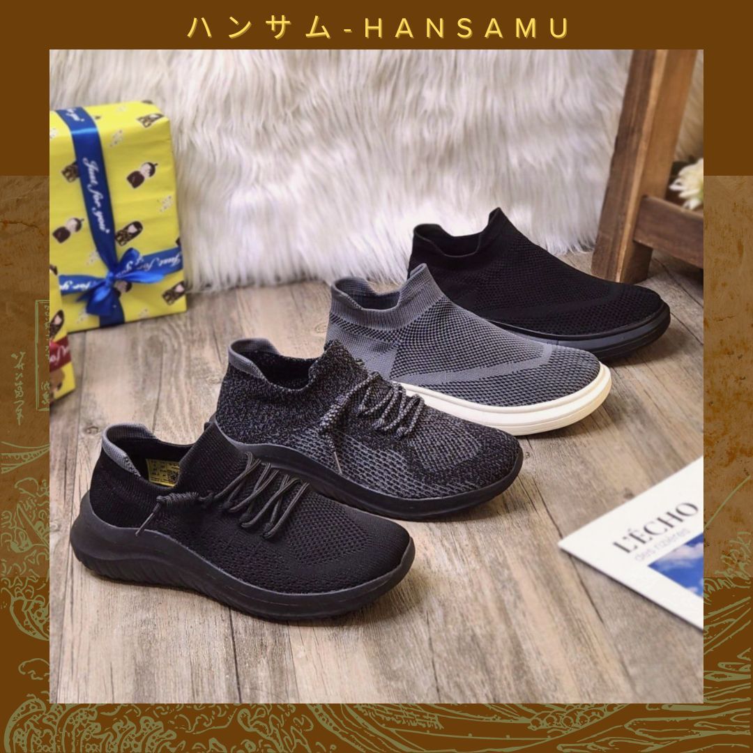 Giày thể thao Nhật Hansamu walk unisex HD Đen