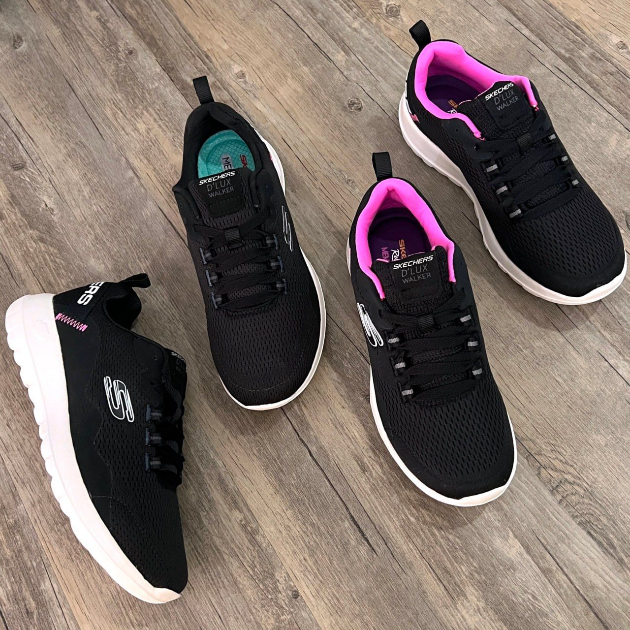 Giày Thể Thao Skechers cột dây HN Đen hồng