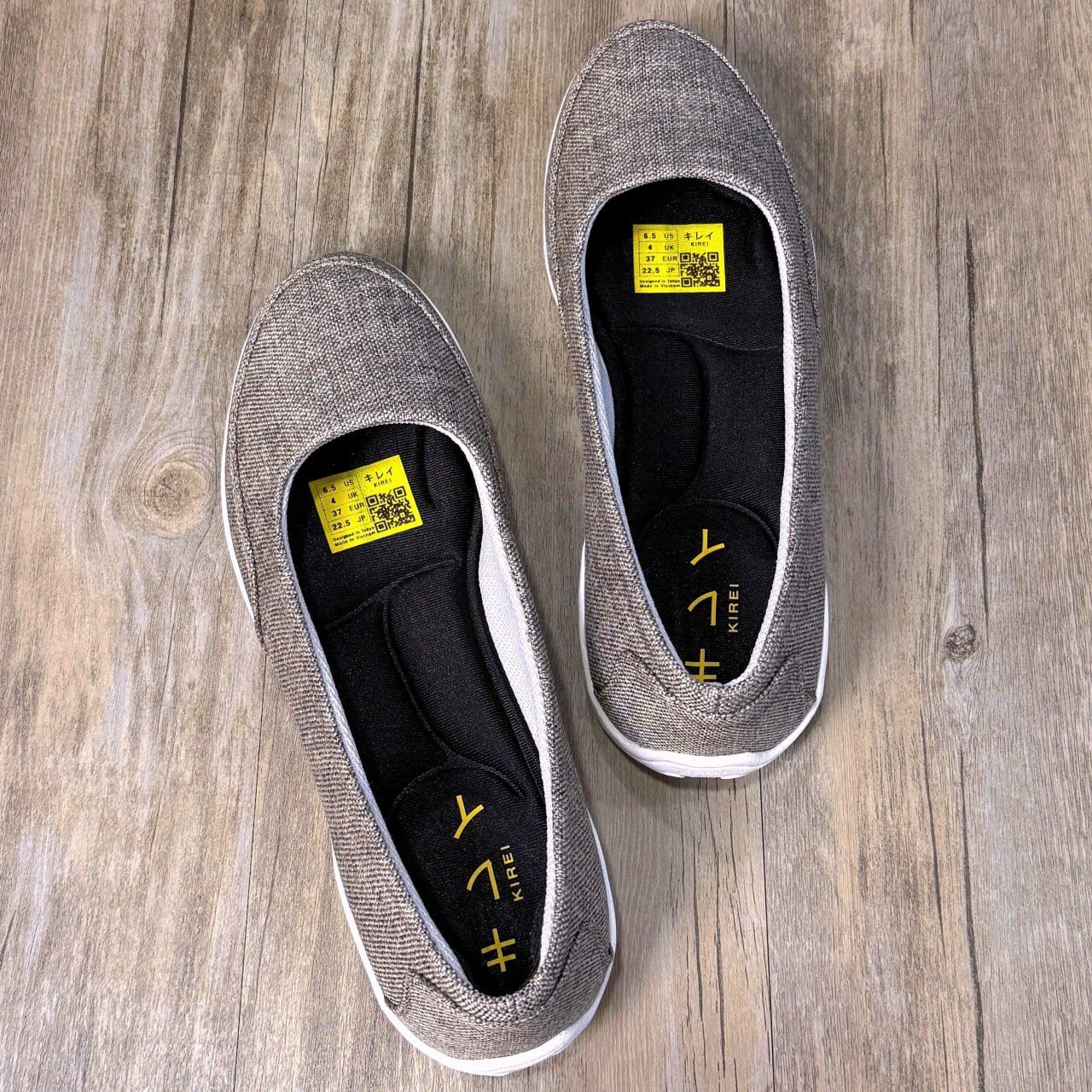 Giày Nhật búp bê Kirei walk canvas đế dẻo KH Xám