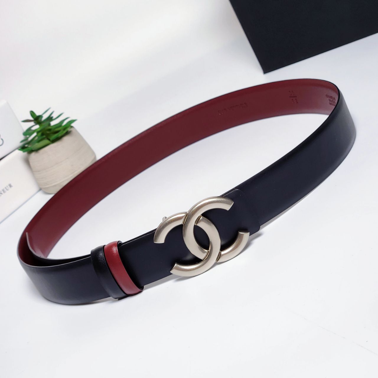 Dây Nịt CC B00012 DS Đen Đỏ Bạc
