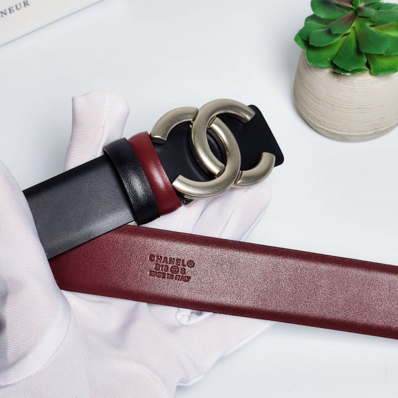 Dây Nịt CC B00012 DS Đen Đỏ Bạc