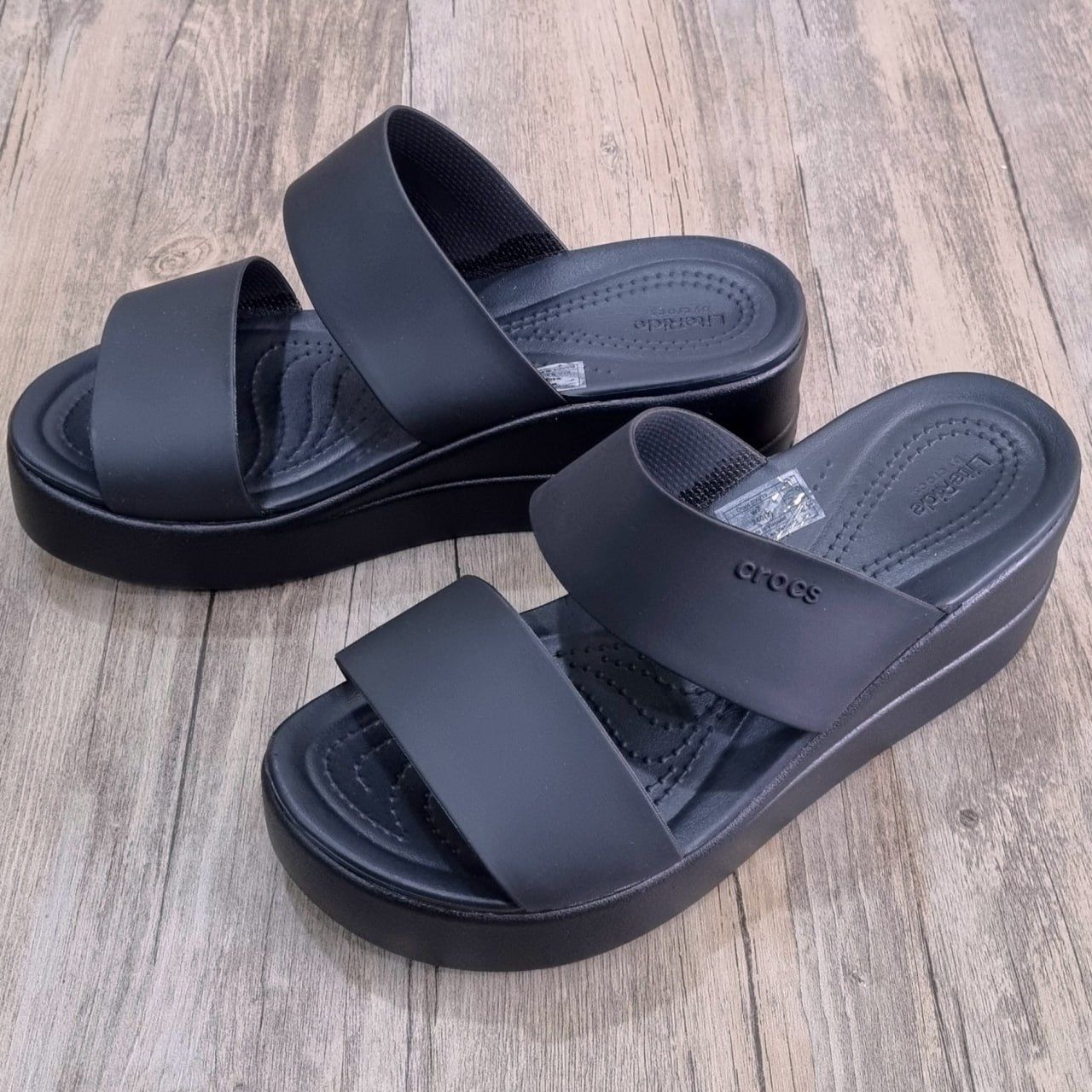 Dép Crocs Brooklyn Mid Wedge W HN Đen