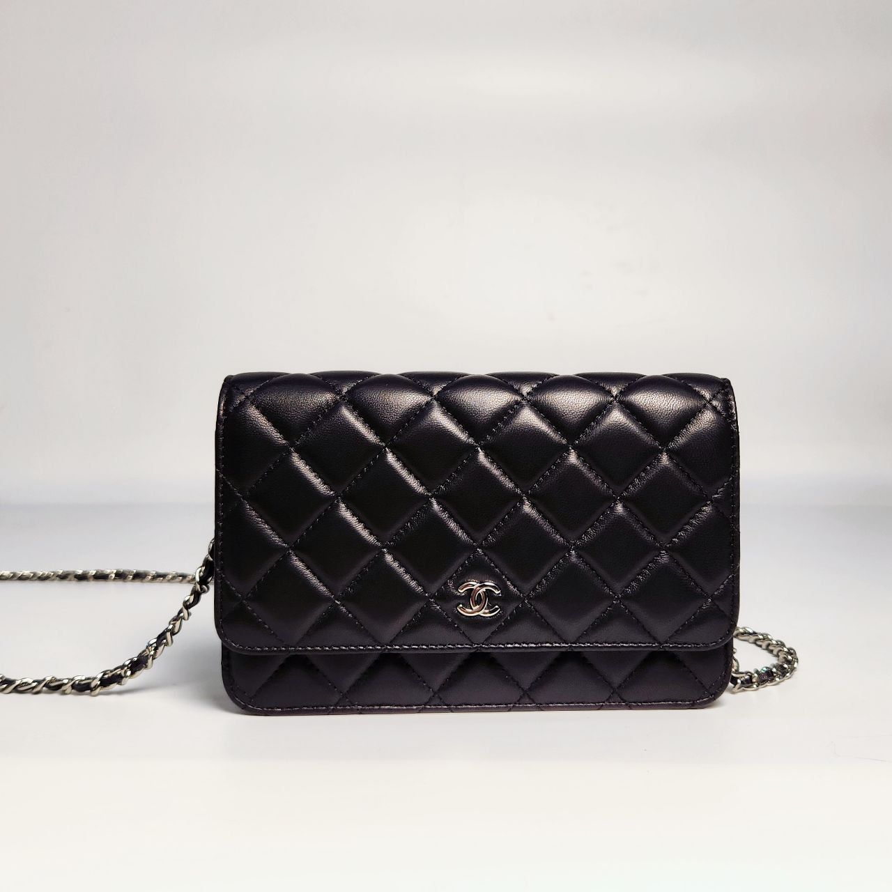 Túi Chanel wallet on chain lambskin DS Black/Silver