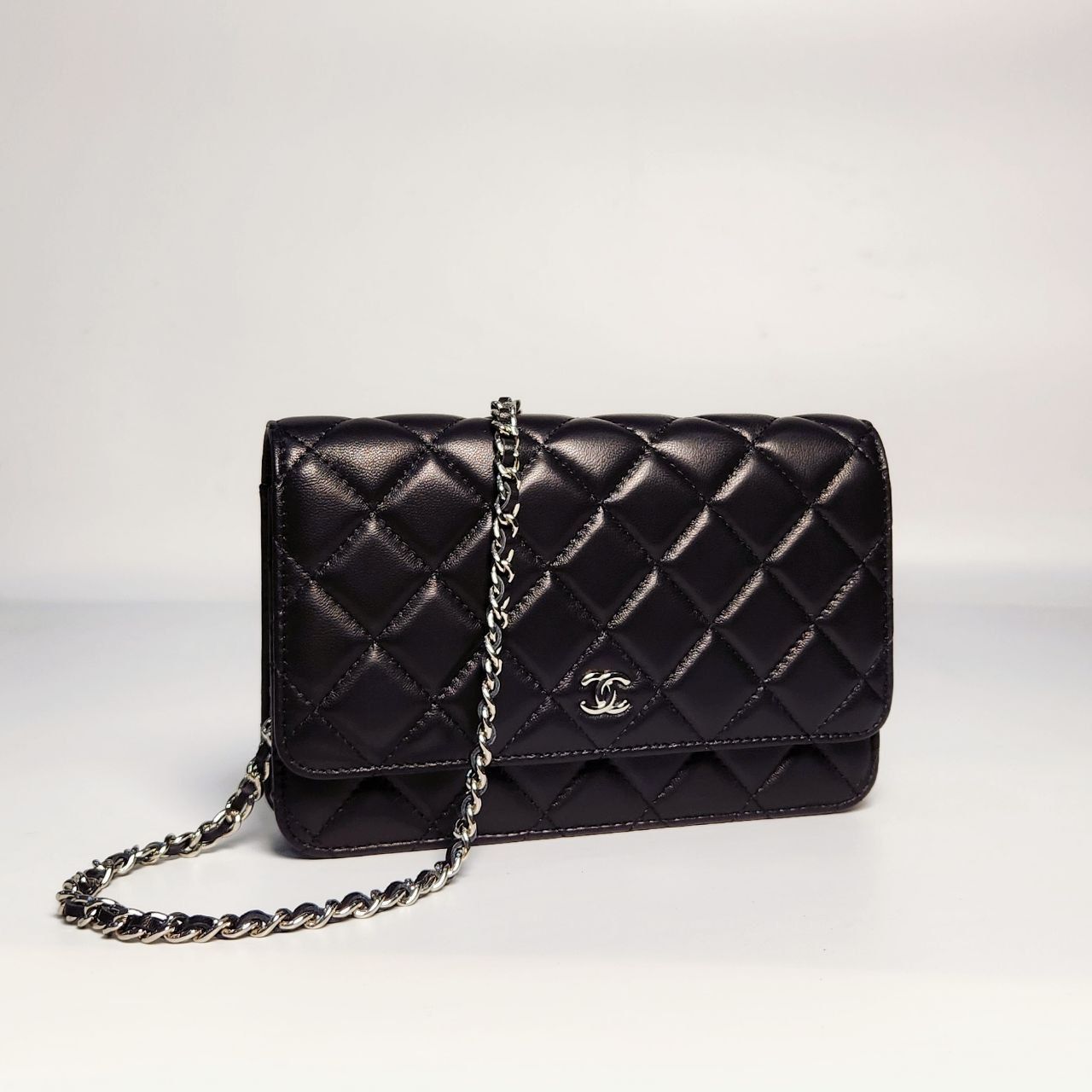 Túi Chanel wallet on chain lambskin DS Black/Silver