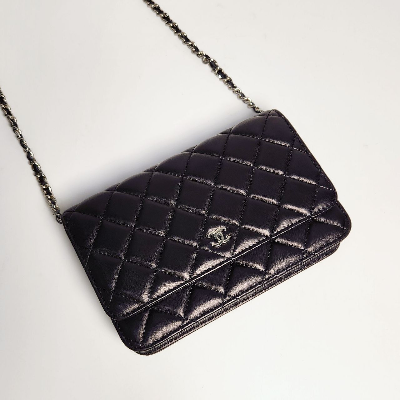 Túi Chanel wallet on chain lambskin DS Black/Silver