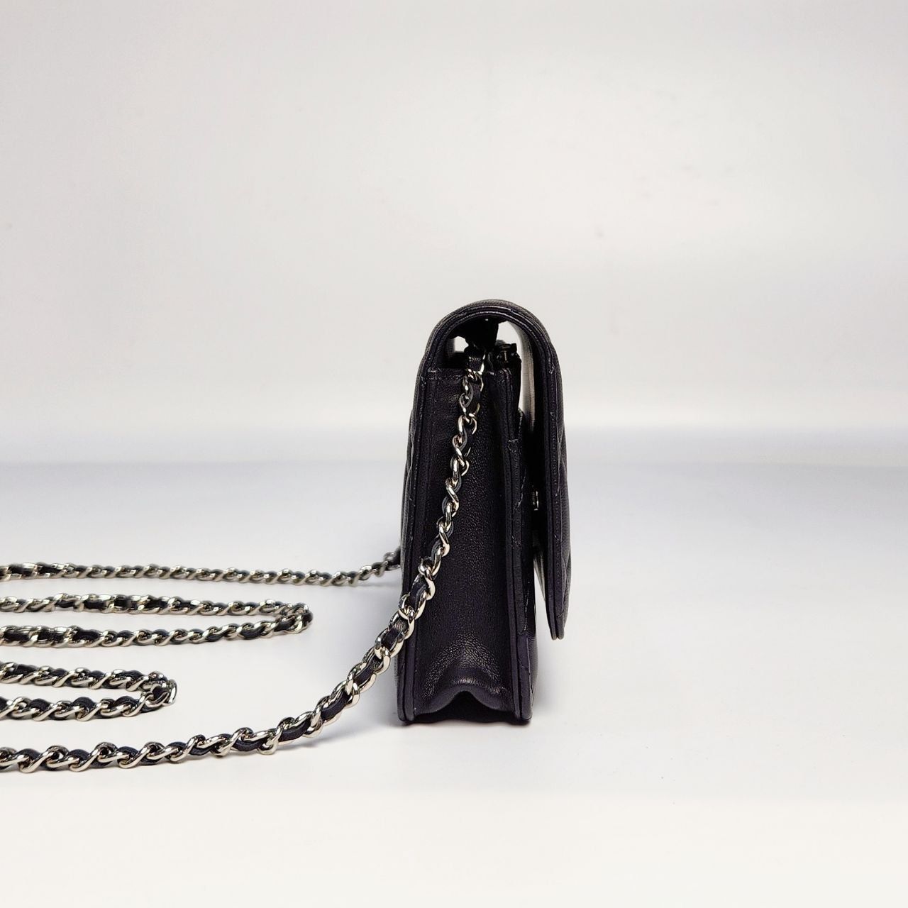 Túi Chanel wallet on chain lambskin DS Black/Silver