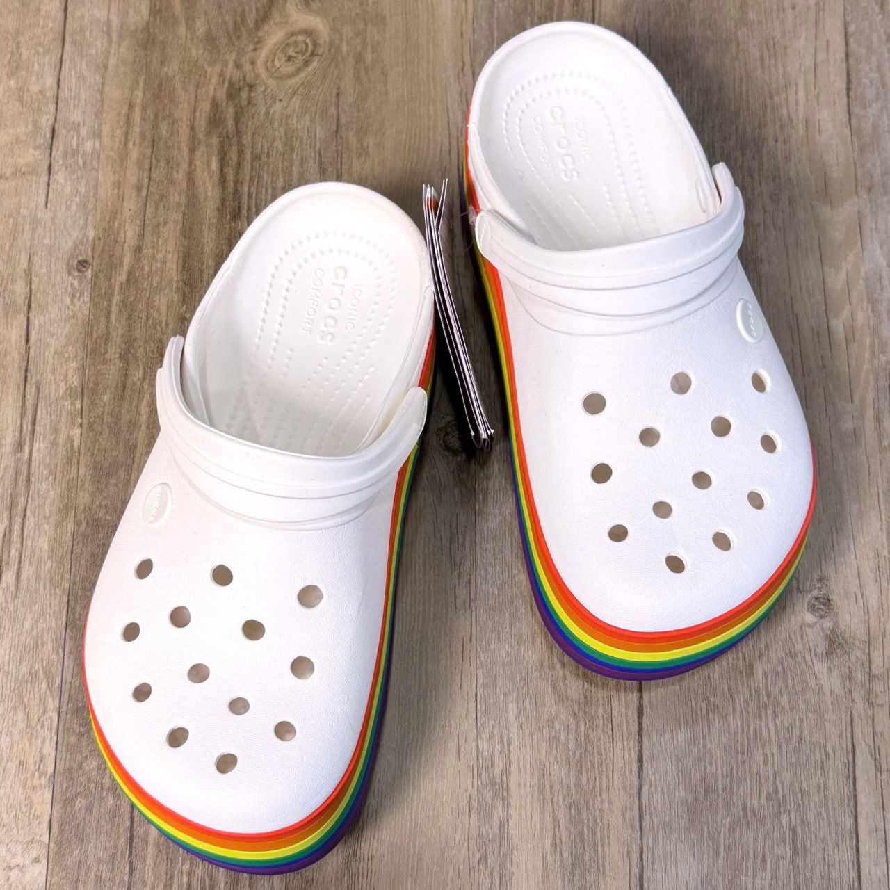 Dép Crocs Plaform Rainbow Clog HN White