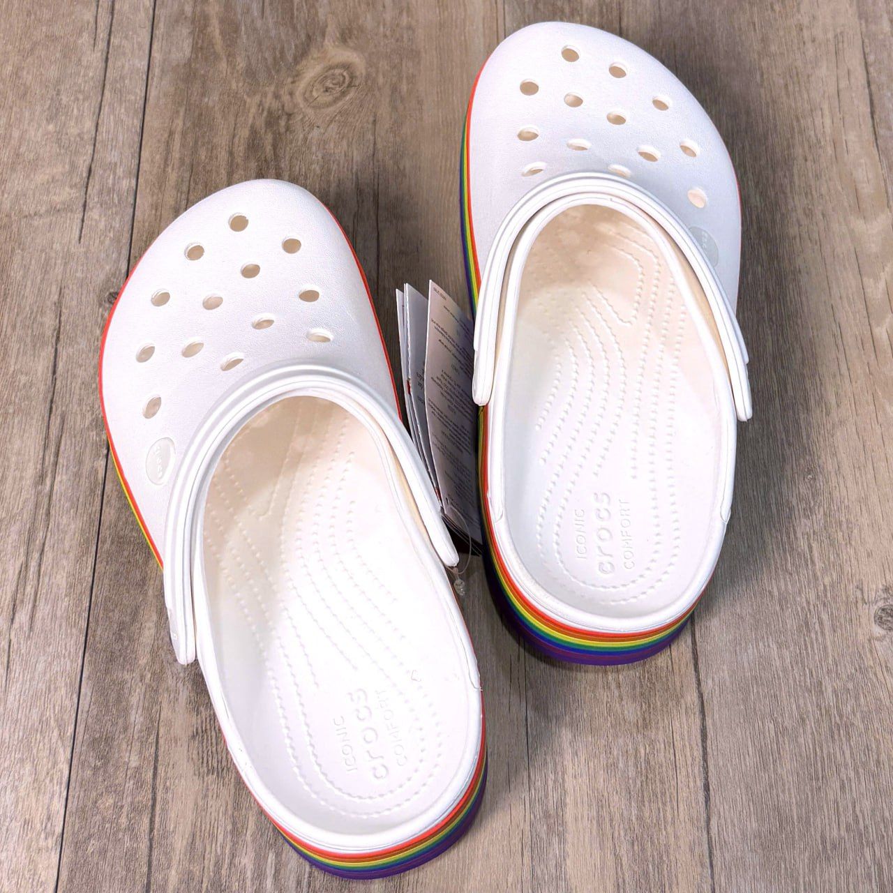 Dép Crocs Plaform Rainbow Clog HN White