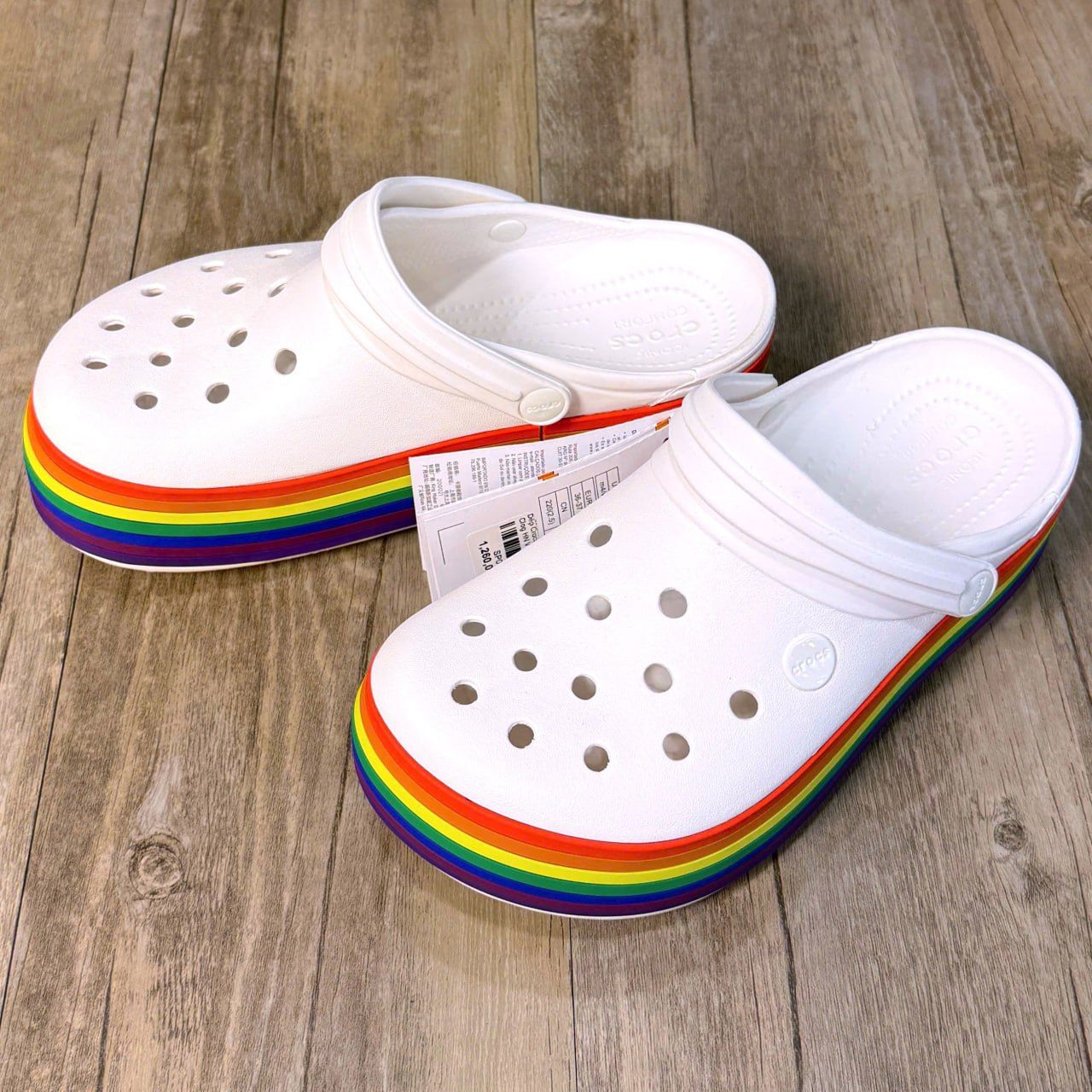 Dép Crocs Plaform Rainbow Clog HN White